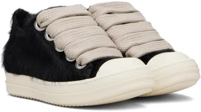 Rick Owens Black Concordians Jumbolace Low Sneaks Sneakers In Multi