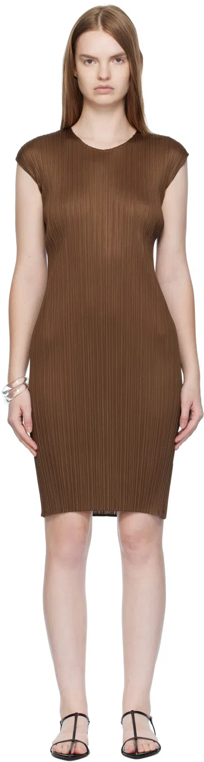 Issey Miyake Brown New Colorful Basics 4 Midi Dress In Brown