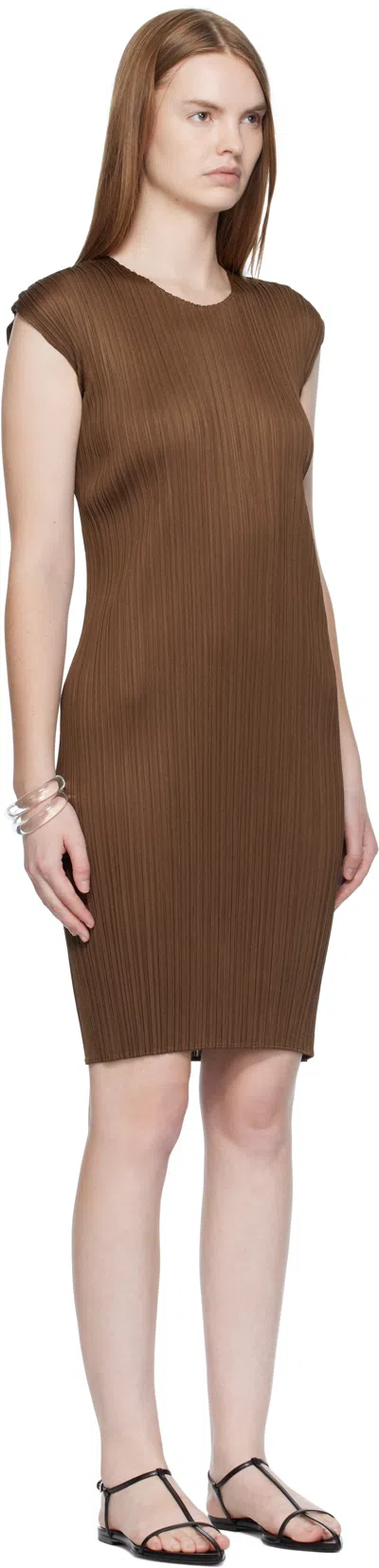 Issey Miyake Brown New Colorful Basics 4 Midi Dress In Brown