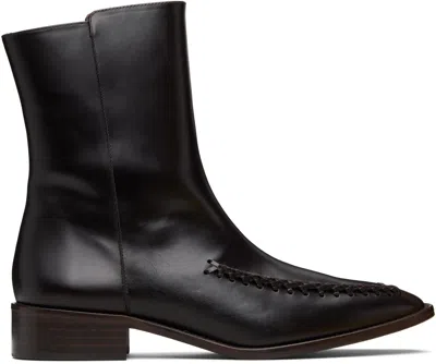 Hereu Brown Metla Polished Boots In Black