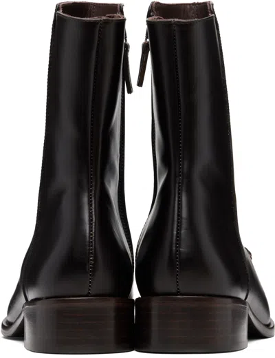 Hereu Brown Metla Polished Boots In Black