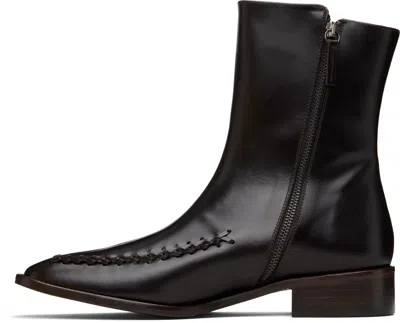 Hereu Brown Metla Polished Boots In Black