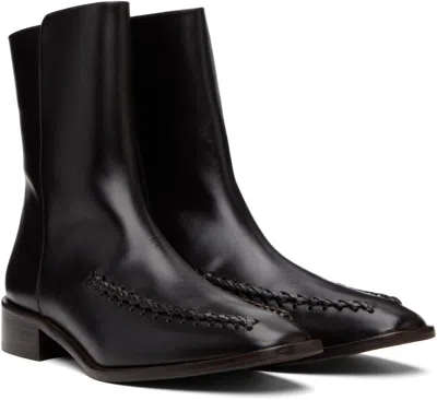 Hereu Brown Metla Polished Boots In Black
