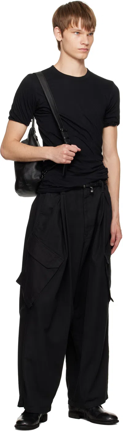 Yohji Yamamoto Black Tuck Sling Small Bag In Black