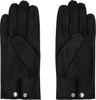 Ernest W Baker Black Leather Gloves In Black