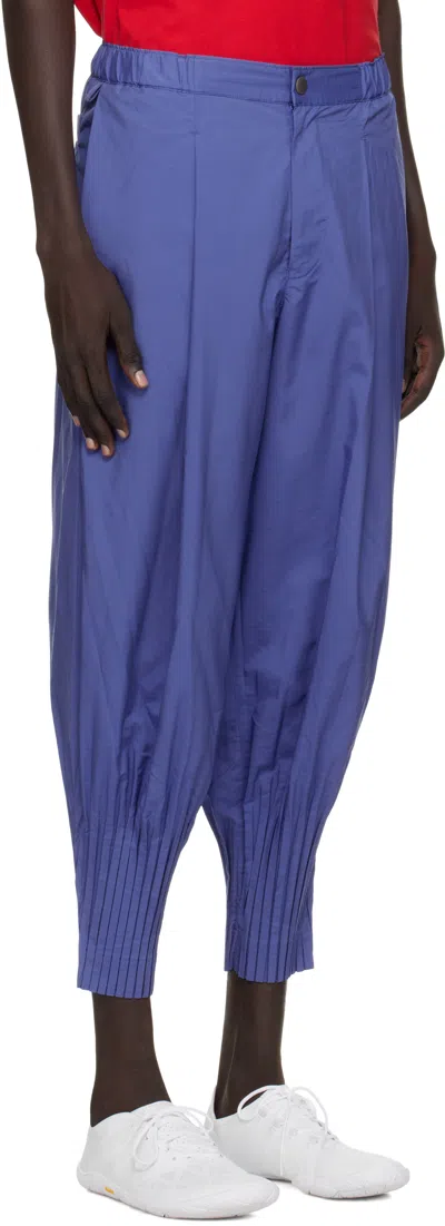 Issey Miyake Cascade Trousers In Blue