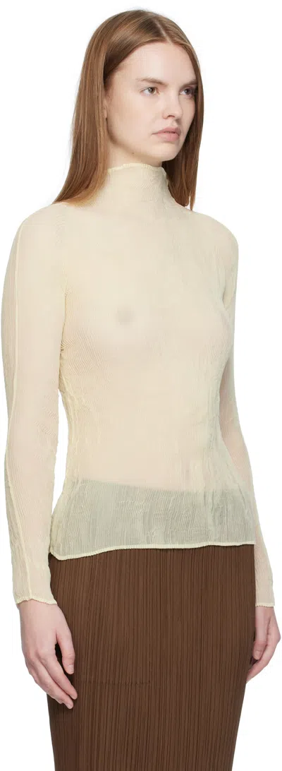 Issey Miyake Off-white Chiffon Twist 3 Top In Neutral