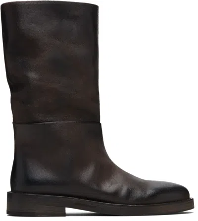 Marsèll Minimalist Long Boots With Smooth Leather Finish In Brown