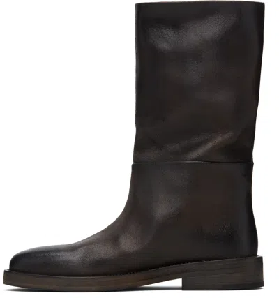 Marsèll Minimalist Long Boots With Smooth Leather Finish In Brown