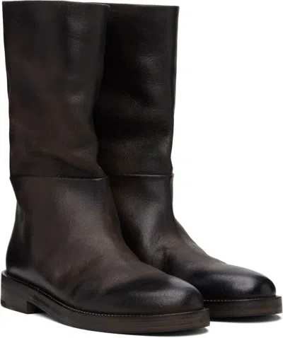 Marsèll Minimalist Long Boots With Smooth Leather Finish In Brown