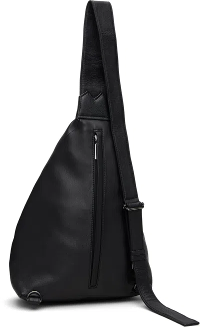 Yohji Yamamoto Black Tuck Sling Medium Bag In Black