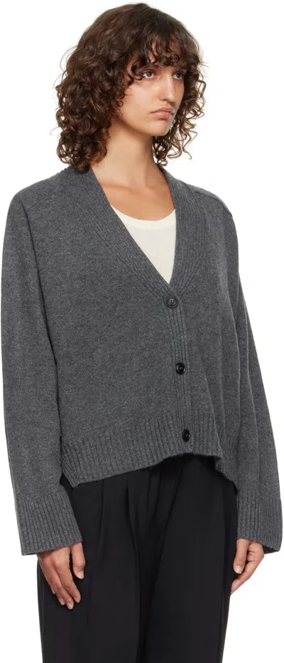 Loulou De Saison Kaia Lds Anthracite Grey Cashmere Cardigan In Gray
