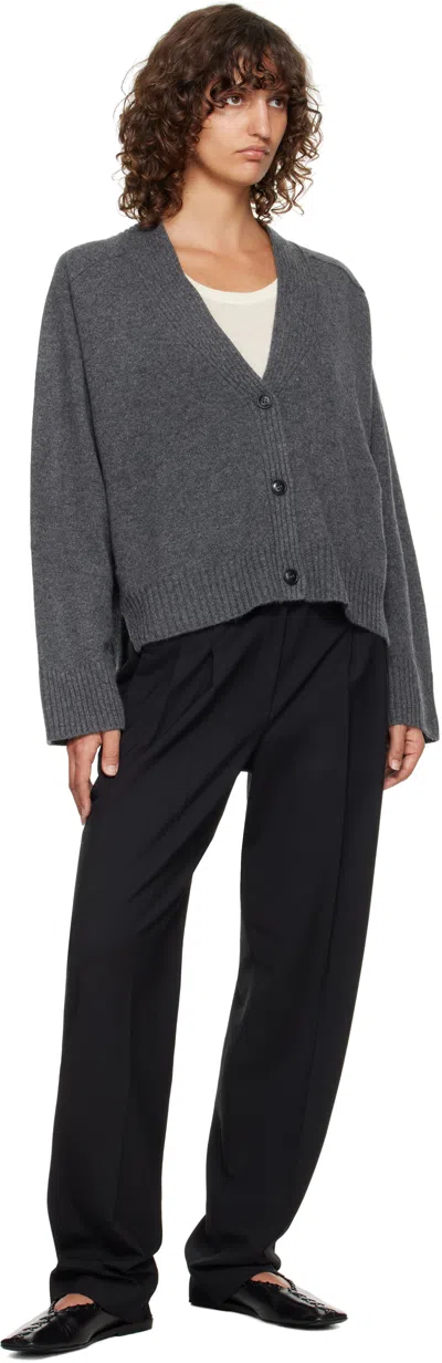 Loulou De Saison Kaia Lds Anthracite Grey Cashmere Cardigan In Gray