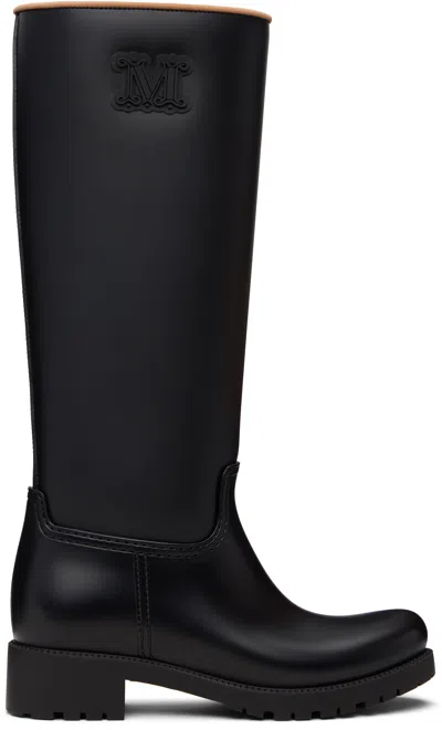 Max Mara Monogram Rain Boots In Black