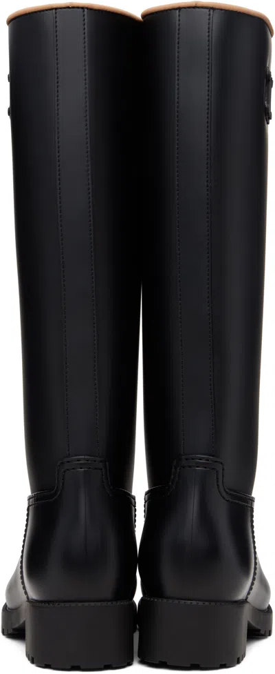 Max Mara Monogram Rain Boots In Black