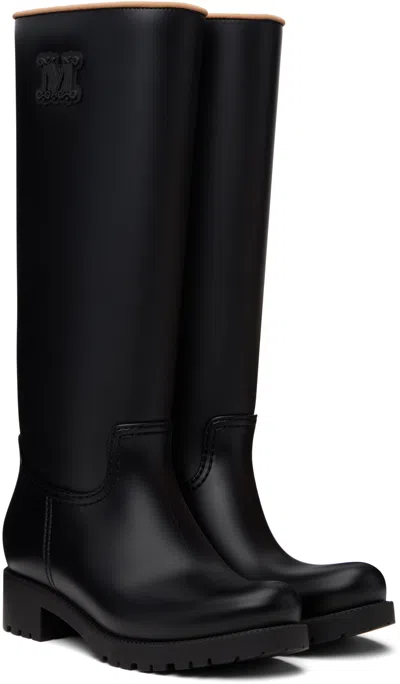 Max Mara Monogram Rain Boots In Black