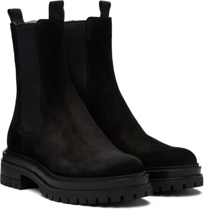 Gianvito Rossi Chunky Sole Ankle Boots With Elastic Panels In Black