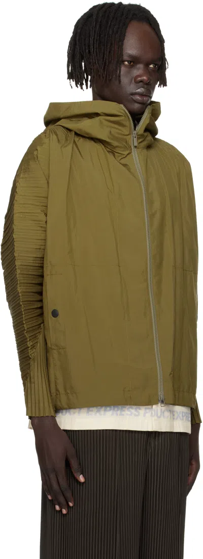 Issey Miyake Ns Khaki Cascade Pleated Shell Jacket In Brown