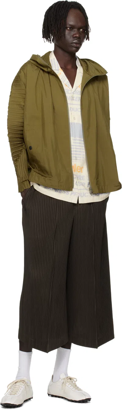 Issey Miyake Ns Khaki Cascade Pleated Shell Jacket In Brown