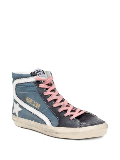 Golden Goose Mid Star Leather Sneaker In Blue