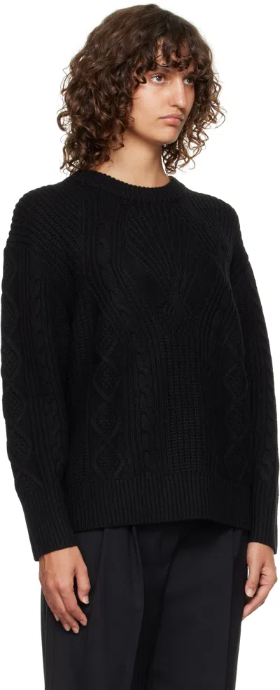Loulou De Saison Silva Cable Knit Sweater In Black