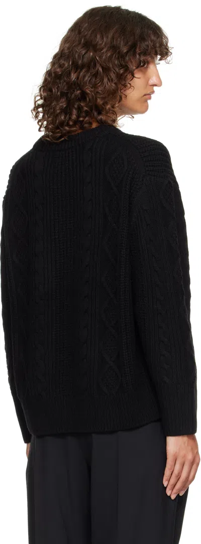 Loulou De Saison Silva Cable Knit Sweater In Black