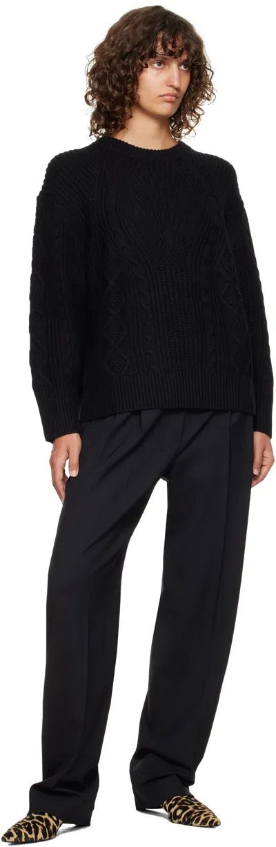 Loulou De Saison Silva Cable Knit Sweater In Black