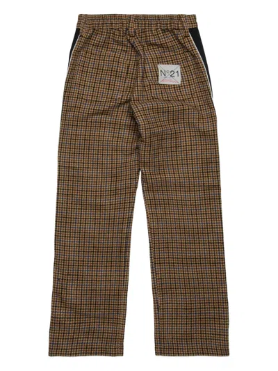 N°21 Checked Trousers In Brown