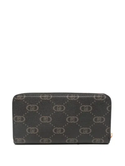 Liu •jo Logo-pattern Zip-around Wallet In Black