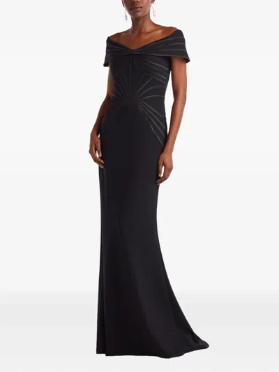 Tadashi Shoji Off The Shoulder Corset Bodice Gown In Black