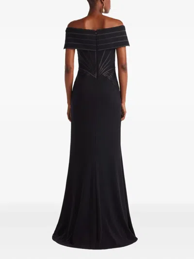Tadashi Shoji Off The Shoulder Corset Bodice Gown In Black