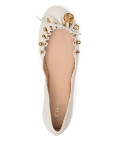 Chloé Chloe Charms Leather Ballerina Flat In Neutral