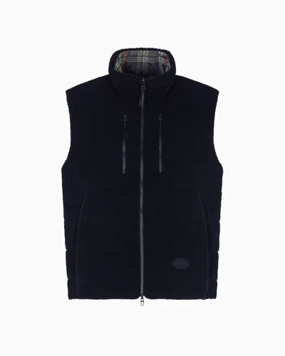 Ea7 Golf Club Reversible Gilet In Nylon And Teddy-effect Fabric In Blue