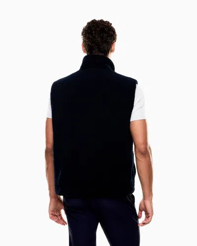 Ea7 Golf Club Reversible Gilet In Nylon And Teddy-effect Fabric In Blue