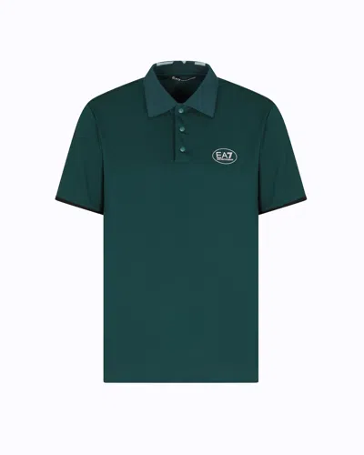 Ea7 Golf Pro Short-sleeved Polo Shirt In Ventus7 Technical Fabric In Green