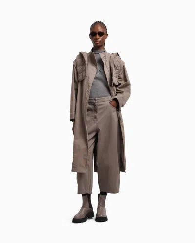 Emporio Armani Long Sleeve Striped Mock Neck Top In Gray