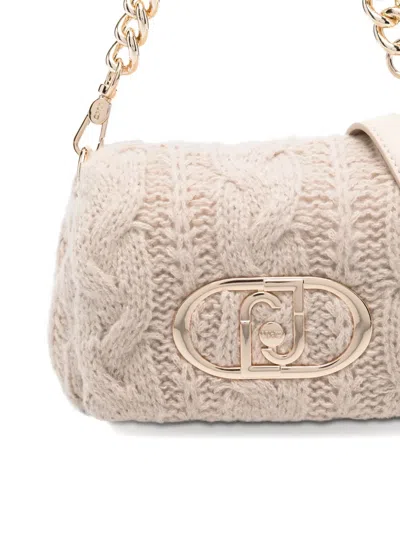 Liu •jo Crossbody Bag With Chain And Knit Texture In Neutral
