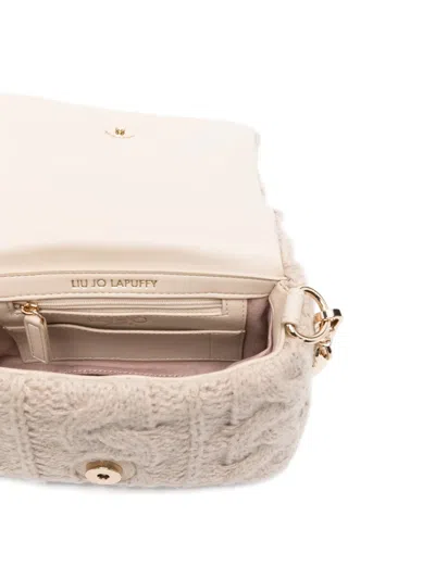 Liu •jo Crossbody Bag With Chain And Knit Texture In Neutral