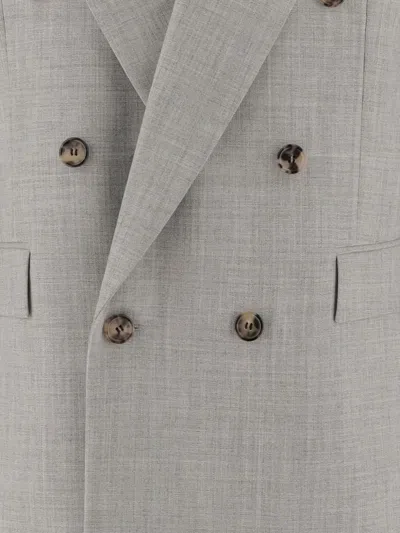 Saint Laurent Double-breasted Wool Blazer In White