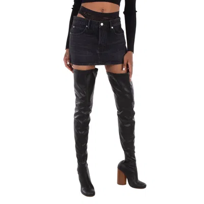 Alexander Wang T T By Alexander Wang Crystal Hotfix Mini Denim Skirt In Black