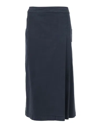 Aspesi Navy Blue Maxi Skirt With High Waist In Blue