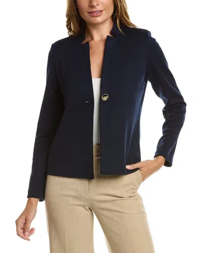 St John Milano Knit Wool-blend Jacket In Blue