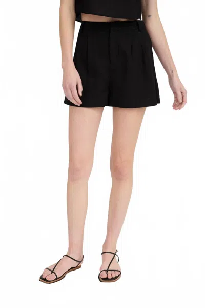 The Workshop Kalene High-waist Front Pleat Shorts In Black In Black