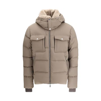Moorer Cappuccino Nylon Blend Alarick Down Jacket In Neutral