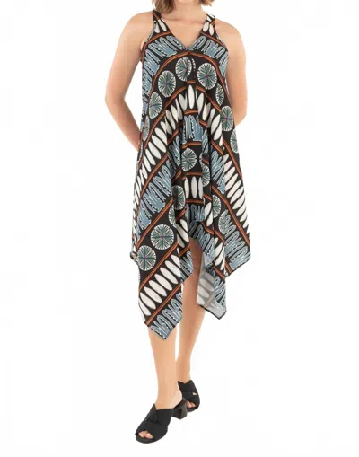 Isle By Melis Kozan Handkerchief Midi Trapeze Dress In Tribal In Gray