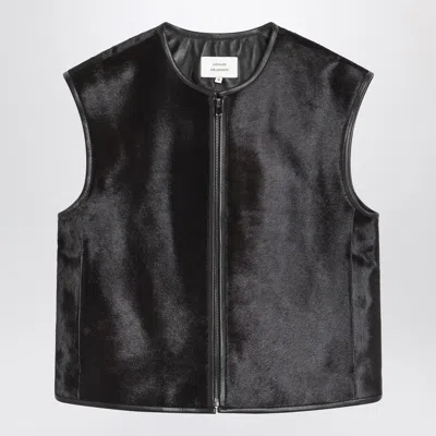 Loulou Studio Sleeveless Vest In Pony Effect Leather In Black