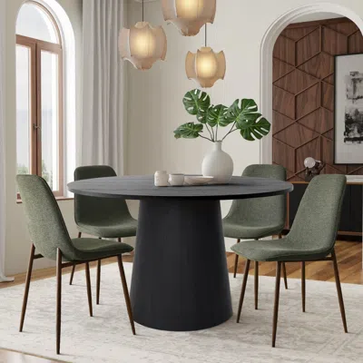 Maison Boucle 5-piece Round Dining Table Set With 4 Upholstered Armless Chairs- In Multi