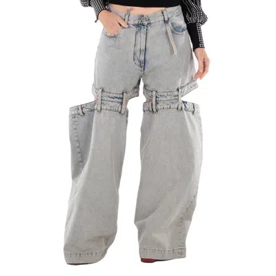 Attico Ladies Grey Denim Ashton Long Pants In Gray