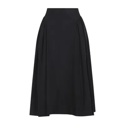 Simone Rocha Womens Black Hip Detail Flared Woven Midi Skirt In Black
