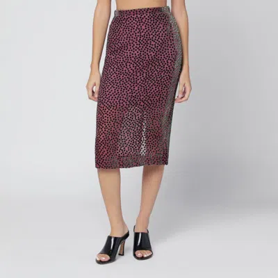 Dries Van Noten Silk Blend Midi Skirt With Polka Dots In Pink